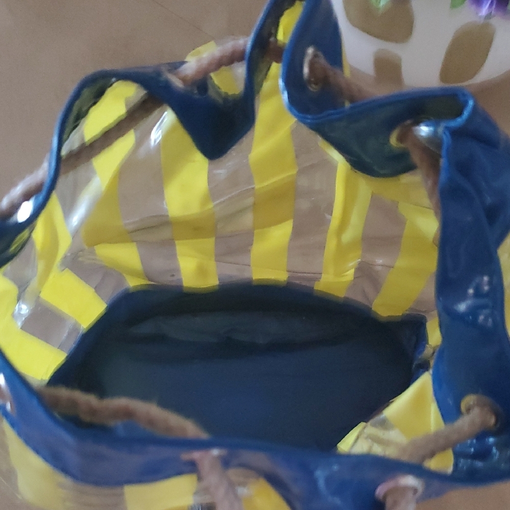 Yellow and Blue Backpack with Drawstring Design - Picture 2 of 3